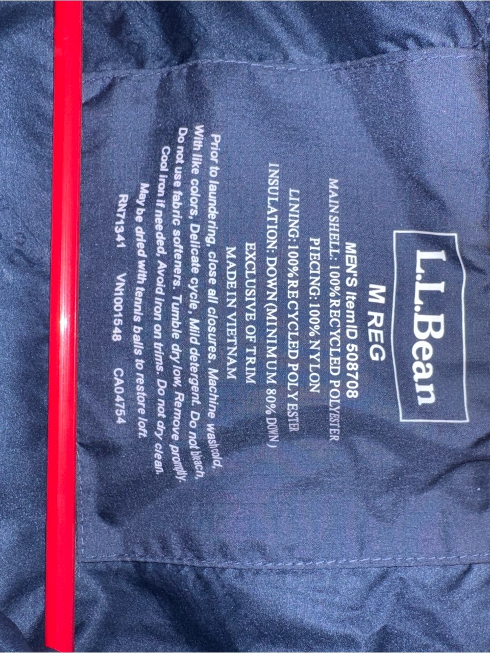 L.L. Bean Navy and Gray Quilted Hooded Puffer Pullover - Picture 2 of 2